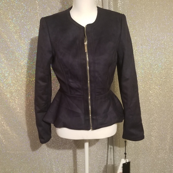 Dkny Jackets & Blazers - DKNY MODA TROPICA Blue Suede Fit and Flare Blazer NWT sz 6